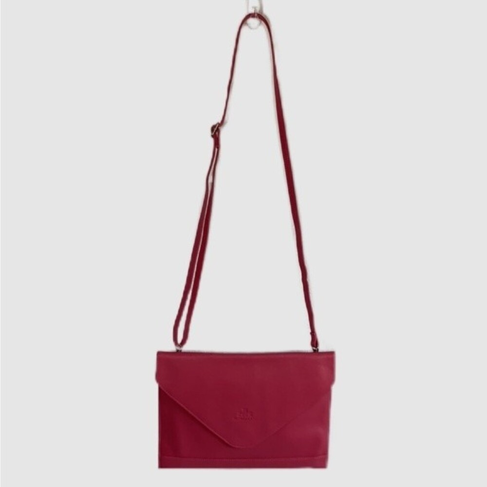 Rowallan Pink Hand Made Fine Leather Envelope Clutch Crossbody Bag Purse